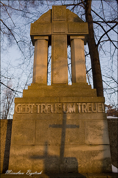 Parkosz cmentarz wojenny pomnik z cieniem